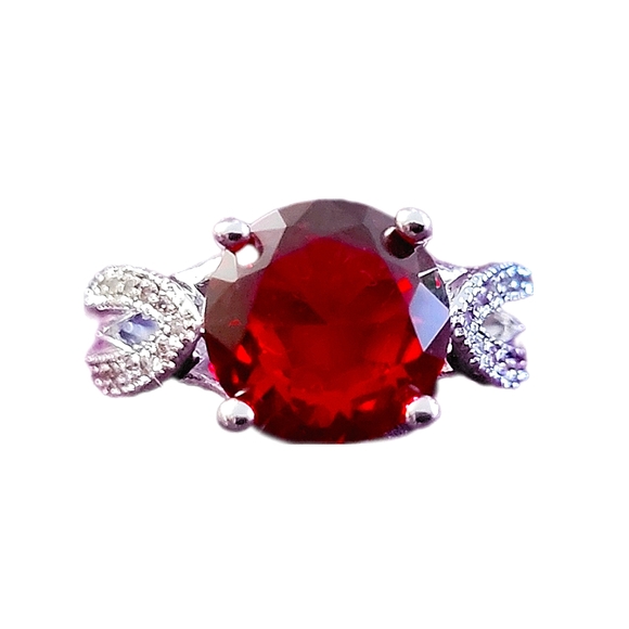 Faux Ruby and Cubic Zirconia Ring Size 8 - Picture 1 of 6
